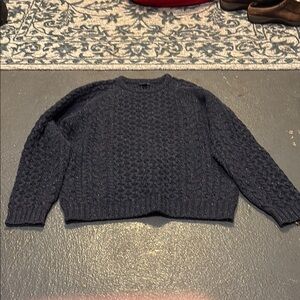 Lands' End Blue Crewneck Sweater Chunky Knit